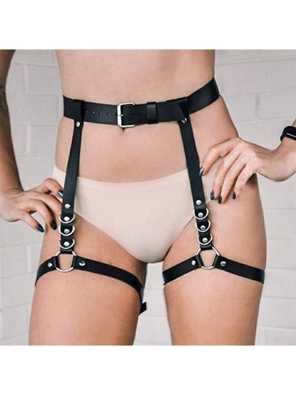 Belly Waist Chain Belt Leather Body Harness Leg Garter Jewelry Cosplay BDSM NWT